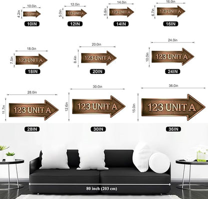 Copper Decor Peronalizable Arrow Metal House Number Sign Mid Century Modern Metal Address Plaque Custom Simple Style Address Numbers Customized Home Outdoor Decor Housewarming Gifts