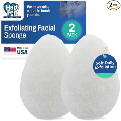 HartFelt 2ct Tear Drop Face Scrubber for Women | Reusable Facial Sponges for Daily Cleansing | Facial Exfoliating Pads for Removing Dead Skin, Dirt & Makeup | Made in USA
