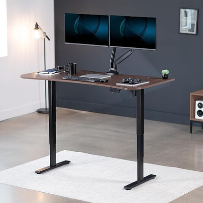 VIVO Electric 63 x 32 in Standing Desk, Touch Screen Adjustment, 220 lb Frame Support, 2E Series, Dark Walnut Top Black Frame, DESK-KIT-2EBD