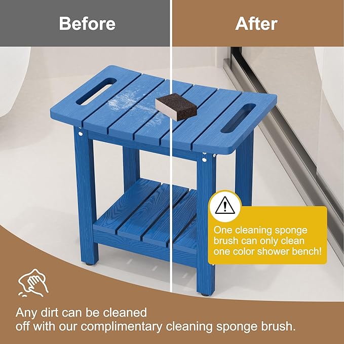 HIPS Shower Benches for Inside Shower, Shower Stool with Space-Efficient Storage Shelf, Waterproof Shower Chair Seat for Spa Bathroom(Navy Blue)