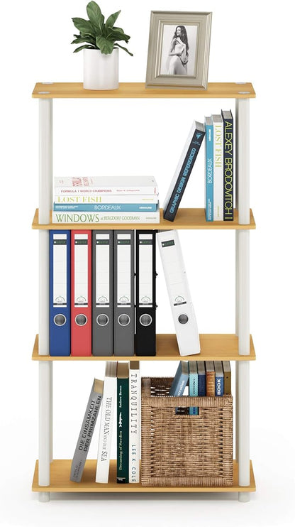 Furinno (99557BE/WH) Turn-N-Tube 4-Tier Multipurpose Shelf Display Rack - Beech/White