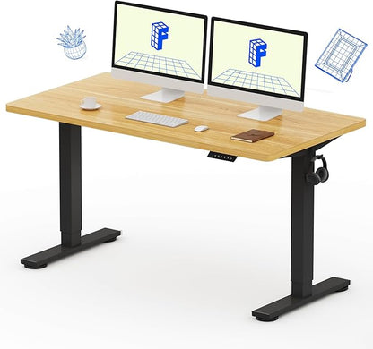 FLEXISPOT EN1 One-Piece Standing Desk with 1-Inch Thick Desktop, 55"x28" Electric Height Adjustable Desk for Home Office & Multi-Device Workstations, Maple
