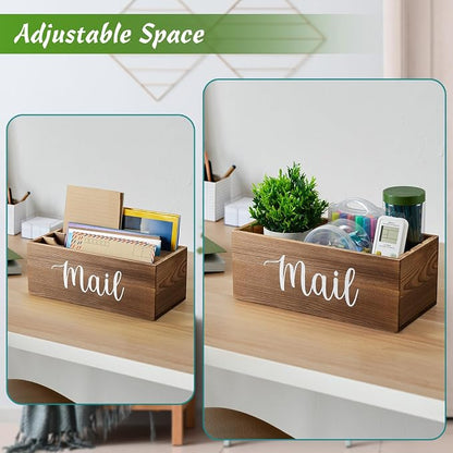 DRASTAR Mail Organizer Countertop, Mail Holder with 3 Slots, Mail Sorter Organizer for Desk, Envelope Holder for Home Office, Burnt Wood