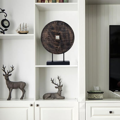 Round Sculpture Decorative Objects Shelf Decor Aesthetic Home Decor Items Accents for Living Room Console Table Decorations (Black C)