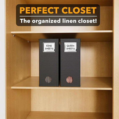 SpaceAid 2 Pack Bed Sheet Organizers and Storage, Foldable Sheet Organizer for Linen Closet, Sheets Set Folder Keeper with Window XL (Queen & King Size) Organizing Bedding Container, Black