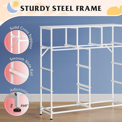 WLIVE 9 Drawer Dresser, Fabric Storage Tower for Bedroom, Hallway, Closet, Tall Chest Organizer Unit for Bedroom with Fabric Bins, Steel Frame, Wood Top, Tie-dye Print (Pink, Purple, Blue)