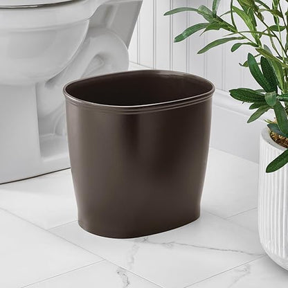 iDesign Slim Plastic Bathroom Trash Can, Small Garbage Bin for Bedroom, Office, Desk, Dorm, 2-Pack, Bronze