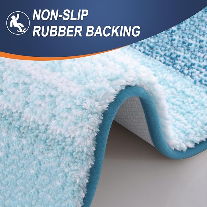 OLANLY Bathroom Rugs Mat 34x21, Extra Soft Absorbent Microfiber Bath Rugs, Rubber Backing, Quick Dry, Washable Bath Mats for Bathroom Floor, Tub and Shower, Home Decor Accessories, Peacock Blue