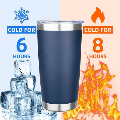 20oz Tumbler with Lid Stainless Steel Insulated Tumblers Travel Coffee Tumbler Bulk Double Wall Vacuum Insulated Water Cup Christmas Gifts for Women Men Her Him Home Office (Navy Blue, 1pack)
