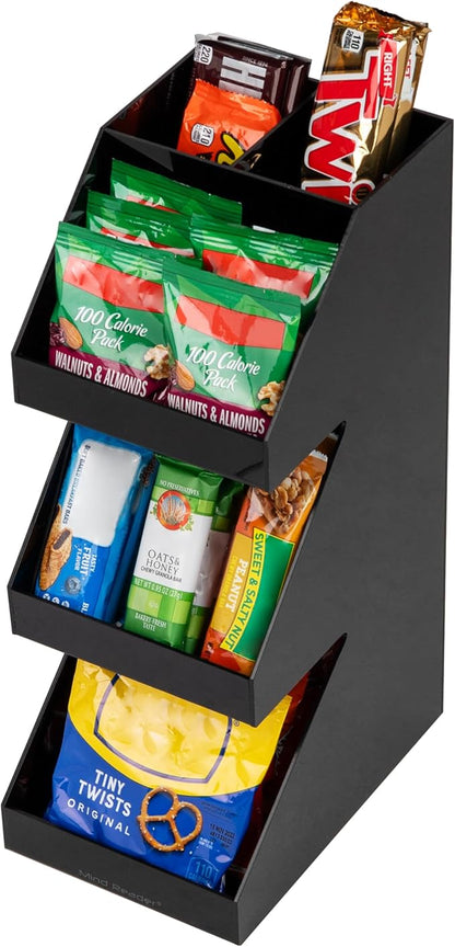 Mind Reader Coffee Tea Utensil and Condiment Station, Countertop Organizer, Coffee Bar, Kitchen, 6"L x 9"W x 16"H, Black | Acrylic