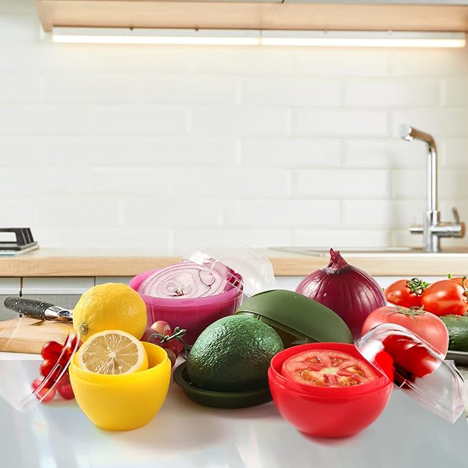 Lemon Storage Containers, Reusable Lemon Keeper for Refrigerator, Individual Lime Saver Holder Organizer for Fridge to Keep Lemon Fresh