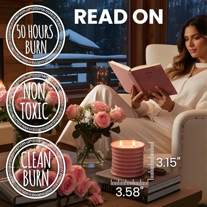 Annex Rose & Oud Luxury Scented Candle - Handmade Ceramic Jar - 50hr Clean Burn, Non-Toxic Soy Wax - Aesthetic Home Decor Winter Gift for Women & Men - Luxury Floral Notes