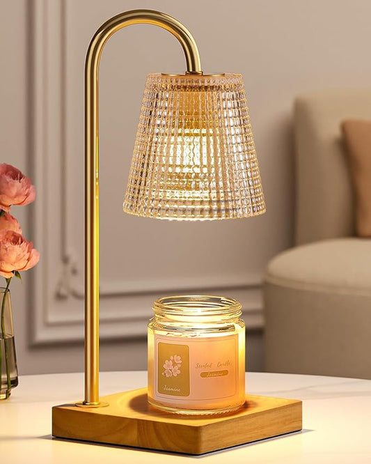 Hong-in Amber Candle Warmer Lamp-Dimmable Candle Lamp with Timer, Christmas Birthday Gifts for Women, House Warming Gifts for New Home Bedroom Decor, Vintage Wax Warmer for Scented Wax