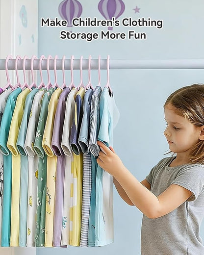 Plastic Kids Hangers, Pack of 60, Ultra Slim Closet Hangers, Non-Slip, Space-Saving, Sturdy, 14" W x 7" H (for Children Aged 7-12 Years),Light Pink, UAPY0760P