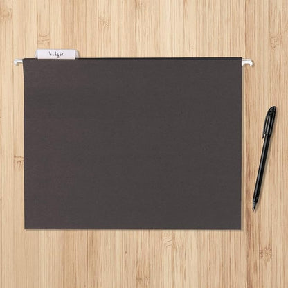 Amazon Basics Hanging File Folders with Adjustable Tabs for Document Organization, Letter Size, 8.5x11 inches, Black, 25-Pack