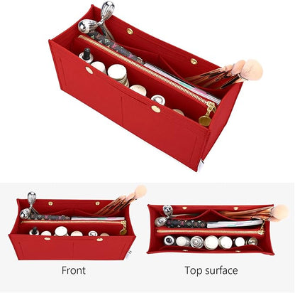 LEXSION Felt Purse Organizer Insert,Handbag Organizer with Detachalbe Zipper Pocket for ONTHEGO GM,3 Size 8034 Red Large