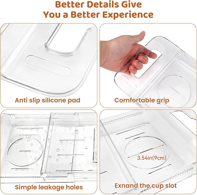 Expandable Bathtub Tray, Foldable Bath Tray for Tub, Acrylic Bath Table Trays Storage Rack, Bath Tub Tray for Bathtub & Bathroom Accessories (Transparent Bathtub Tray, 22"L x 7.8"W x 1.7"H)