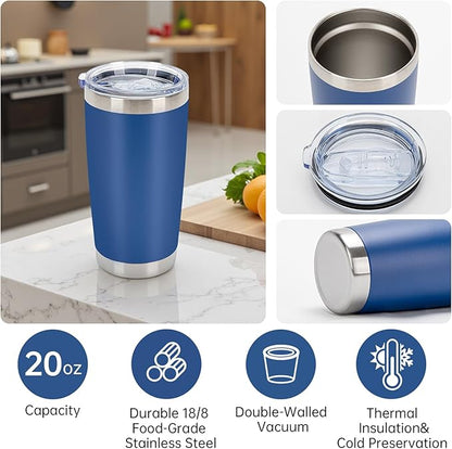 IEOVIEE 32 Pack, 20oz Stainless Steel Bulk Tumblers with Lids and Straws, Double Wall Insulated Travel Coffee Mug, Durable Powder Coated Tumbler Bulk Cup for Cold and Hot Drinks(Mixed color)