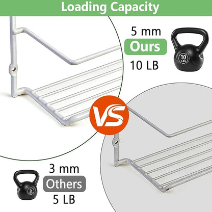 Premium 2-Pack Heavy Duty Kitchen Wrap Organizer, Extra Thick & Sturdy Metal Wire Rack for Cabinet Door, Holds Foil, Plastic Wrap, Wax Paper, Bags, Space Saving Under Sink or Pantry Storage Holder