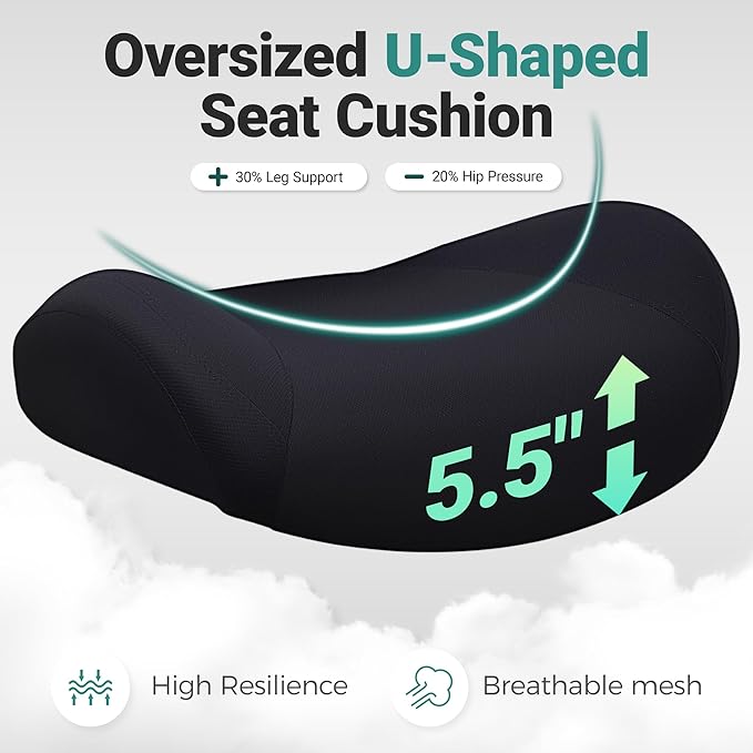 Big and Tall Home Office Desk Chair 500lb Capacity for Heavy People, Ergonomic Wide Mesh Desk Chair with Stepless Recline & Lock, 5.5" Thick Cushion, High Back, Adjustable Height & Armrests