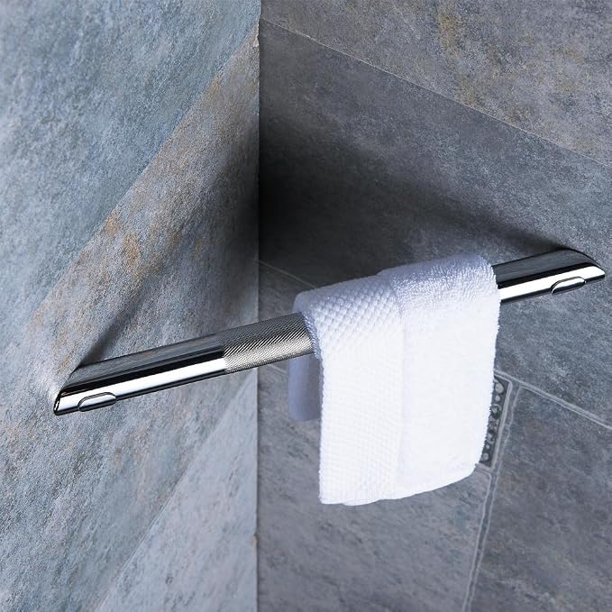 Chrome Shower Foot Rest Bar,Corner Shower Foot Rest for Shaving Legs,Wall Mounted Shower Step Foot Stool Anti-Slip Knurled Brass Bar Foot Ledge for Small Bathrooms,Polished Chrome