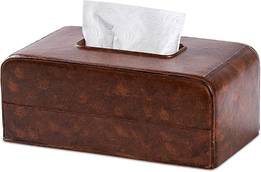 Begei Rectangular Resin Leather Tissue Box Cover for Home Decor, Modern Heavy Tissue Box Holder for Bathroom Countertop, Tabletop, Night Stand, Vanity Table, Office, Beige