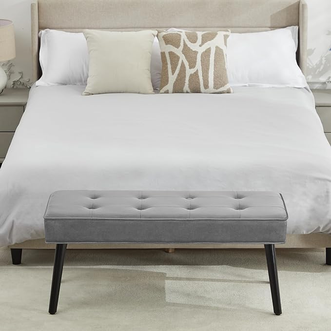40'' Upholstered Bench, Entryway Ottoman with Wooden Legs for Living Room, End of Bed Bench