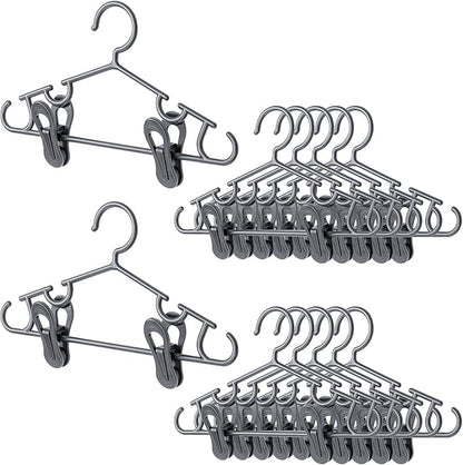 Hsei 5/10/40 Pack Baby Hangers with 10/20/80 Clips, Plastic Kids Pants Hangers for Nursery Closet Top and Bottom Clothes Hanger Set for Newborn Infant Toddler(30 Packs Total,Gray,10.6 Inch)