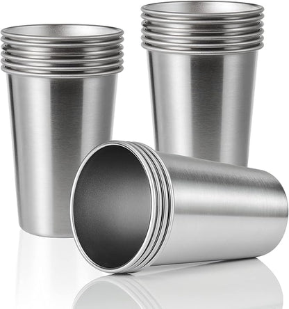 16 Pack 16oz Stainless Steel Pint Cup,Healthy Unbreakable and Stackable,Metal Drinking Glasses