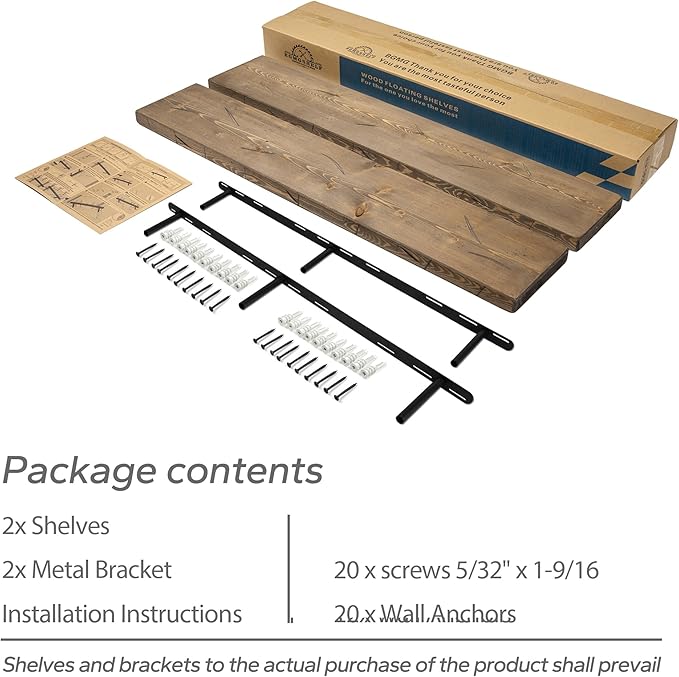 BGMG Floating Shelves 54 inch Long, Distressed,Wide Rustic Wooden Wall Shelves for Bathroom Living Room Bedroom Kitchen Farmhouse Set of 2-54x6.7x1.75 inch-Distressed Walnut