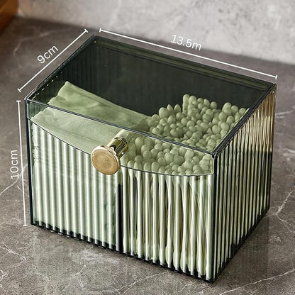 2-Grid Cotton Swab Ball Qtip Holder Dispenser with Lid,Container Dispenser Box for Bathroom Home Storage Organization,Vanity Organizers and Storage
