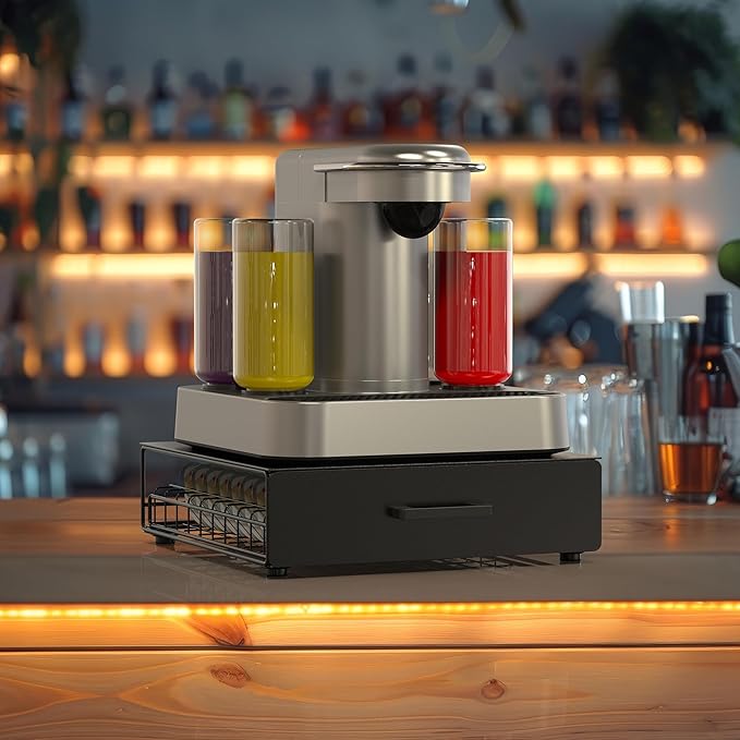 Storage Drawer for Bartesian Capsules, Stackable Cocktail Pod Holder for Bartesian Cocktail Machine Compatible with Bev by BLACK+DECKER Cocktail Machine - Black/40 Pods Capacity
