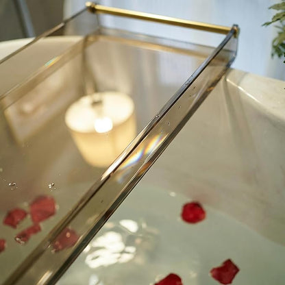 Bathtub Caddy Tray for Luxury Bathroom Bath tub Table Caddy Tray Shelf for Shower with Gold Handles fits All bathtubs