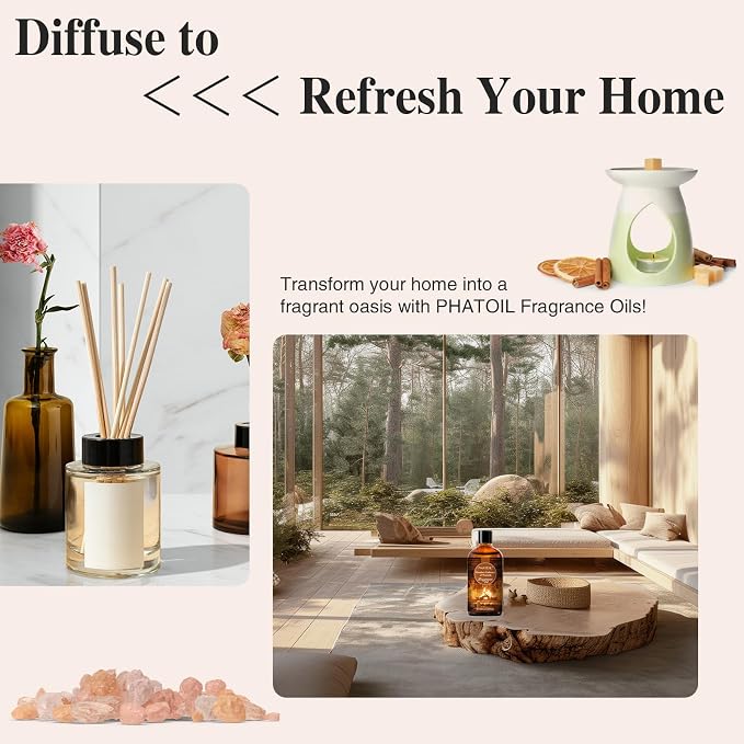 PHATOIL 3.38FL.OZ Fireplace Embrace of Warmth Fragrance Oils for Aromatherapy, Essential Oils for Diffusers for Home, Perfect for Diffuser, Yoga, Skin Care, DIY Candle and Soap Making - 100ml
