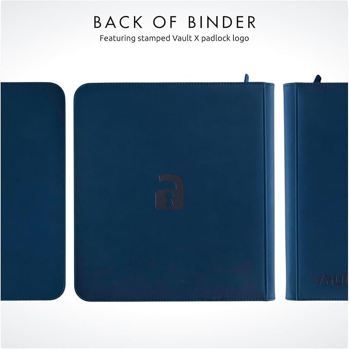 Vault X 12 XL Pocket Zip Binder, 624 Cards, Exo-Tec Material, 26 Side-Loading Pages (Blue)