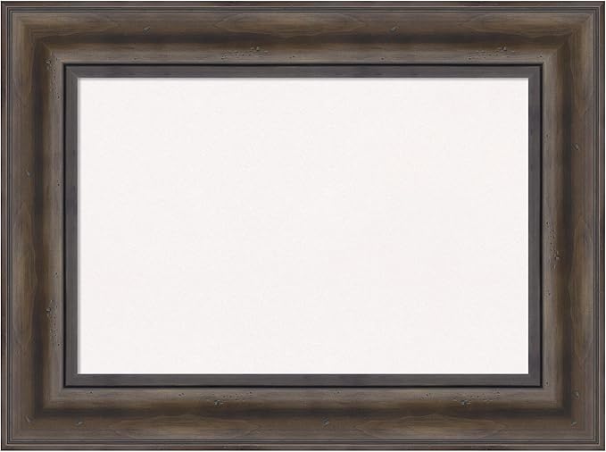 Amanti Art White Cork Board for Wall, 17x23 Vision Board with Brown Wood Frame, Small Corkboard Office Decor for Home Organization, Country Rustic Corkboard Pinboard to Display Items for Home