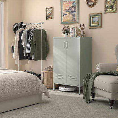 Metal Cabinet,Entryway Storage Cabinets with Adjustable Shelves,Metal Locker Cabinet for Classroom,Living Room,Grey Green