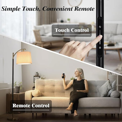 Etto Modern Dimmable Floor Lamp with Fabric & Pleated Shades, Remote & Touch Control, Adjustable Brightness & Color Temperatures, Tall Standing Lamp for Living Room Bedroom Office (Black Gold)