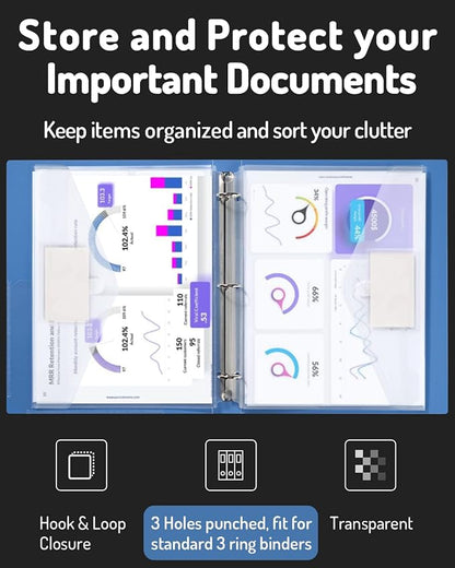Forvencer Binder Pocket, 24 Pack Super Heavyweight Poly Binder Pocket with Tight Closure, Binder Folders Side Loading, 3 Ring Binder Pocket, Binder Dividers with Pockets, Letter Size, Clear