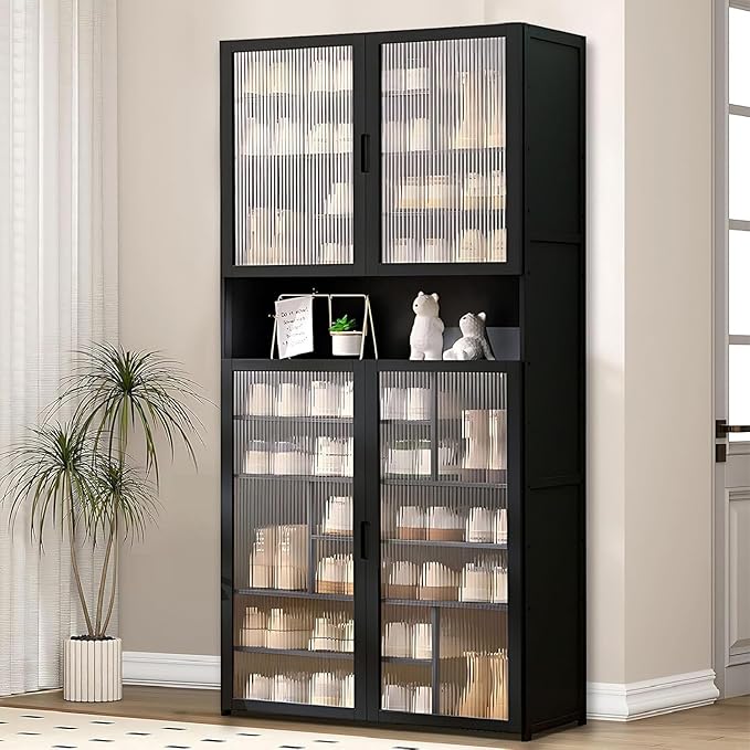 Tall Shoe Cabinet, 11 Tier Bamboo Shoe Rack with Doors, 40-45 Pairs Large Capacity Shoe Storage Cabinet Organizer, Narrow Shoe Shelf for Entryway, Hallway, Living Room