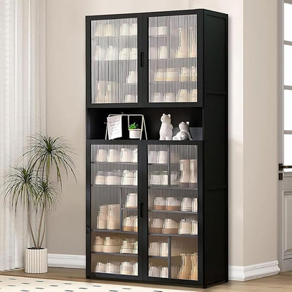 Tall Shoe Cabinet, 11 Tier Bamboo Shoe Rack with Doors, 40-45 Pairs Large Capacity Shoe Storage Cabinet Organizer, Narrow Shoe Shelf for Entryway, Hallway, Living Room