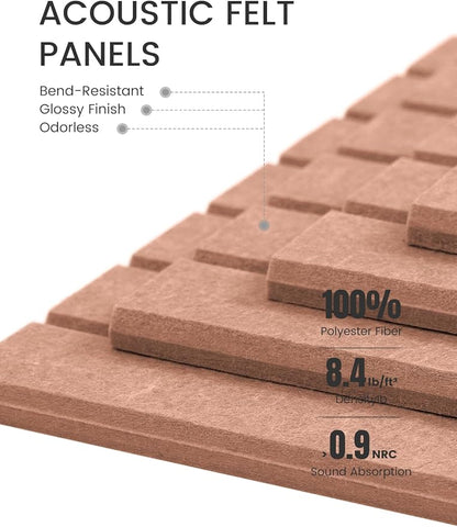 Felt Bulletin Board Tiles -28"x18" with 40 Adhesive Tabs, Cork Board Alternative for Office Decor, Push Pin Board Wall Organizer 6-Pack (Terracotta)