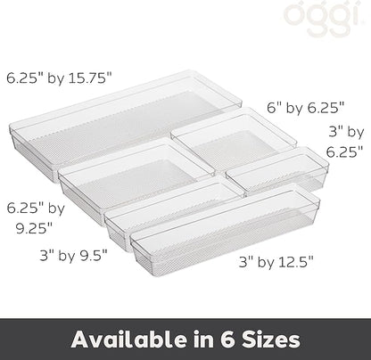 Oggi Drawer Organizer - 6" X 9" - Ideal for Organizing Kitchen Drawers, Office, Desk, Silverware, Kitchen Utensils, Cosmetics and Bathrooms, Rectangular, Clear, 1.0 Count