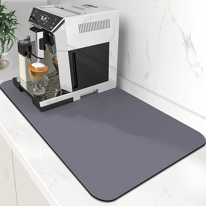 WISELIFE Coffee Mat Super Absorbent Dish Drying Mat - Large Drying Mats for Kitchen Counter 16" W x 24" L, Grey