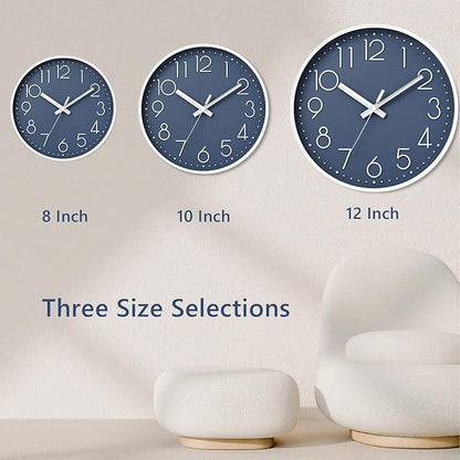 DAXSMY Wall Clock - 12 Inch Silent Non-Ticking Modern 3D Wall Clocks Battery Operated - Decorative Clock for Kitchen, Home Office, Bathroom, Bedroom, Living Room(Azure Blue)