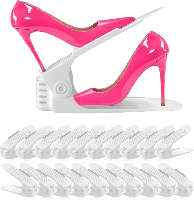 Shoe Slots Organizer 36 Pack - Shoe Organizer Space Saver 50%,Adjustable Thickening Shoe Stackers for a pair of Shoes,Shoe Storage Shoe Rack Holder for closet organization,organizador de zapatos,White