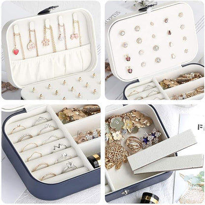 CASEGRACE Jewelry Box For Women Travel Jewelry Organizer Double Layer for Necklace Earring Rings Jewelry Holder Case