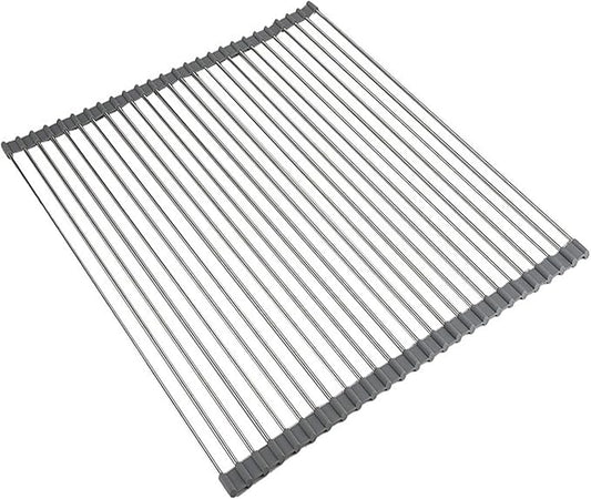 Ahyuan Roll up Dish Drying Rack Over The Sink Kitchen Roll up Sink Drying Rack Portable Dish Drainer Foldable Dish Drying Rack (Warm Gray, 20.5''X19.7'')