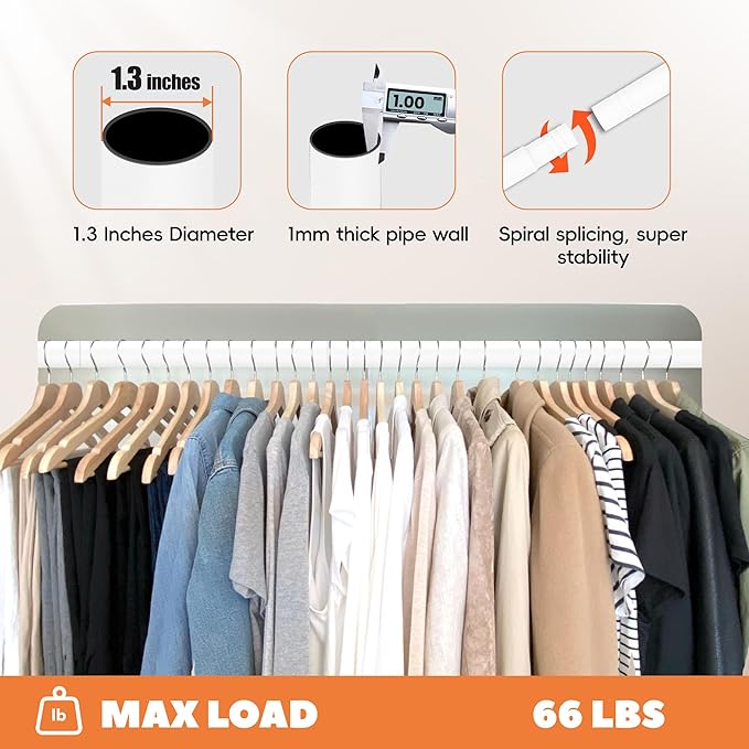 Short Closet Rod 17-39 Inches, Adjustable Heavy Duty White Metal Closet Rods for Hanging Clothes, 1.3 Inch Diameter with Wall Brackets for Wardrobes, Laundry Room, RV