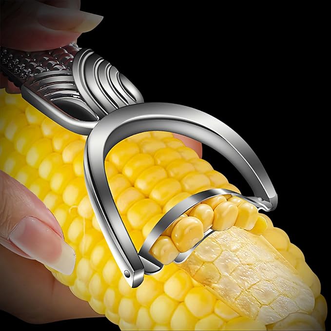 TEEVEA Corn Peeler for Corn on the Cob, Stainless Steel Corn Cob Stripper, Kernel Remover Tool for Home Kitchen BBQ Canning Camping